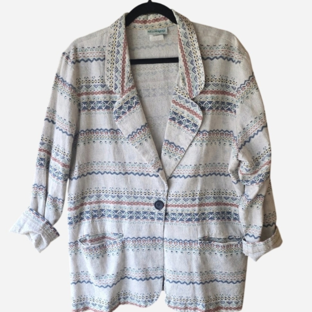 Vintage 90s Women's Blazer Cotton & Flax